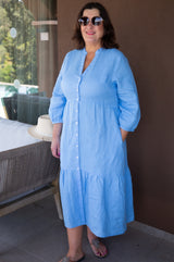 Charlotte Linen Dress | Cornflower