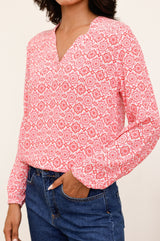 Clea Blouse | Flower Tile Orange/Pink