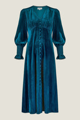 Sally Anne Velvet Long Sleeve Dress | Teal