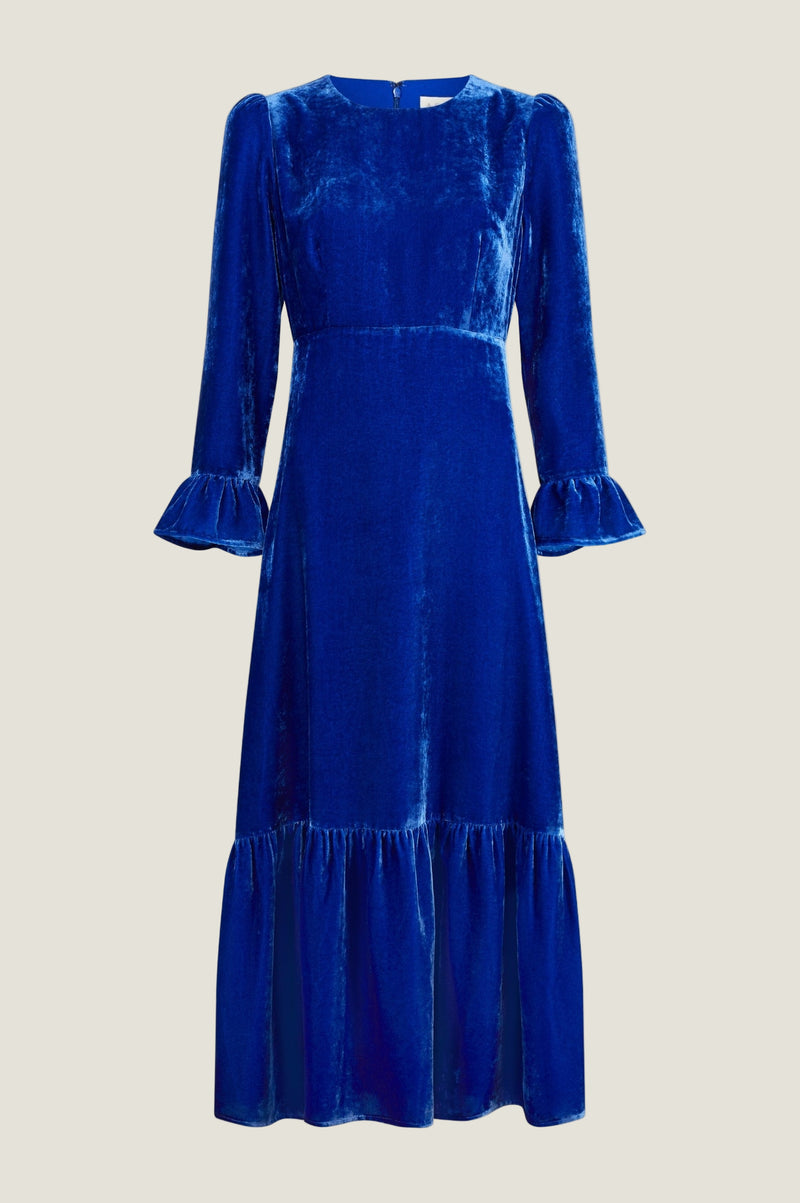 Aspiga Ladies Ethical Victoria Velvet Viscose Dress Azure Blue