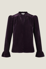 Astrid Velvet V-Neck Top | Aubergine