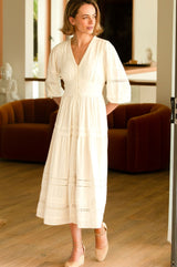 Freya Linen Blend Dress | Ivory