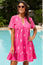 India Embroidered Organic Cotton Dress | Strawberry Pink/White