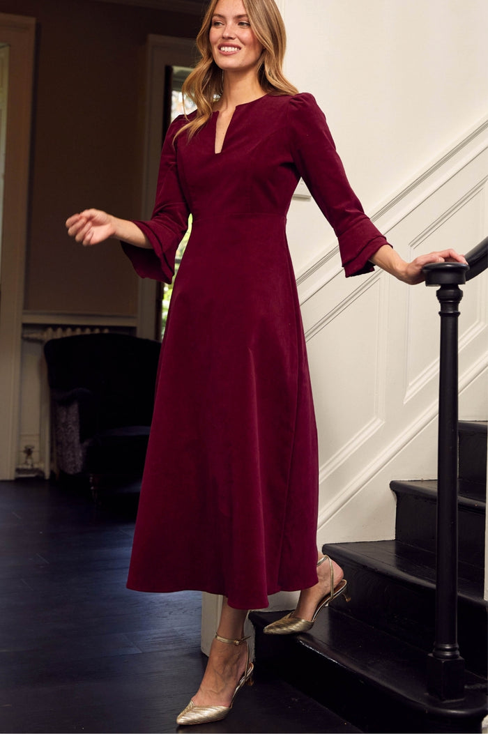 aspiga Jocelyn V-Neck 3/4 Sleeve Stretch Corduroy Dress