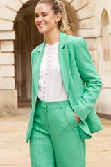 Linen Blend Blazer | Green