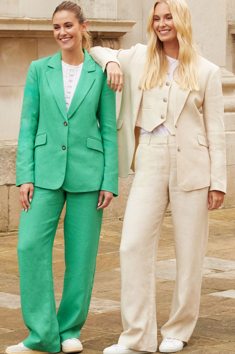 Linen Blend Blazer | Green