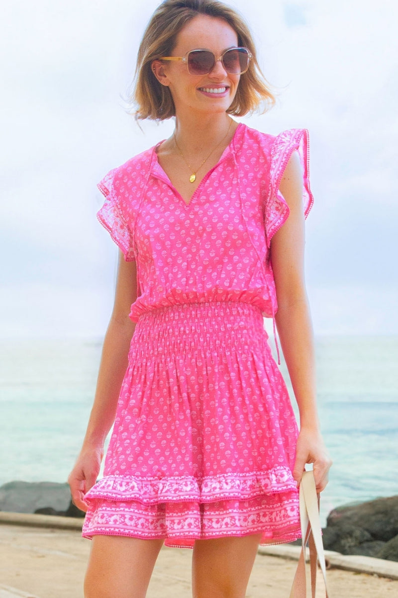 Macy Mini Organic Cotton Dress | Lixus Flower Pink
