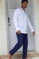 Men's Premium Linen Trousers | Navy