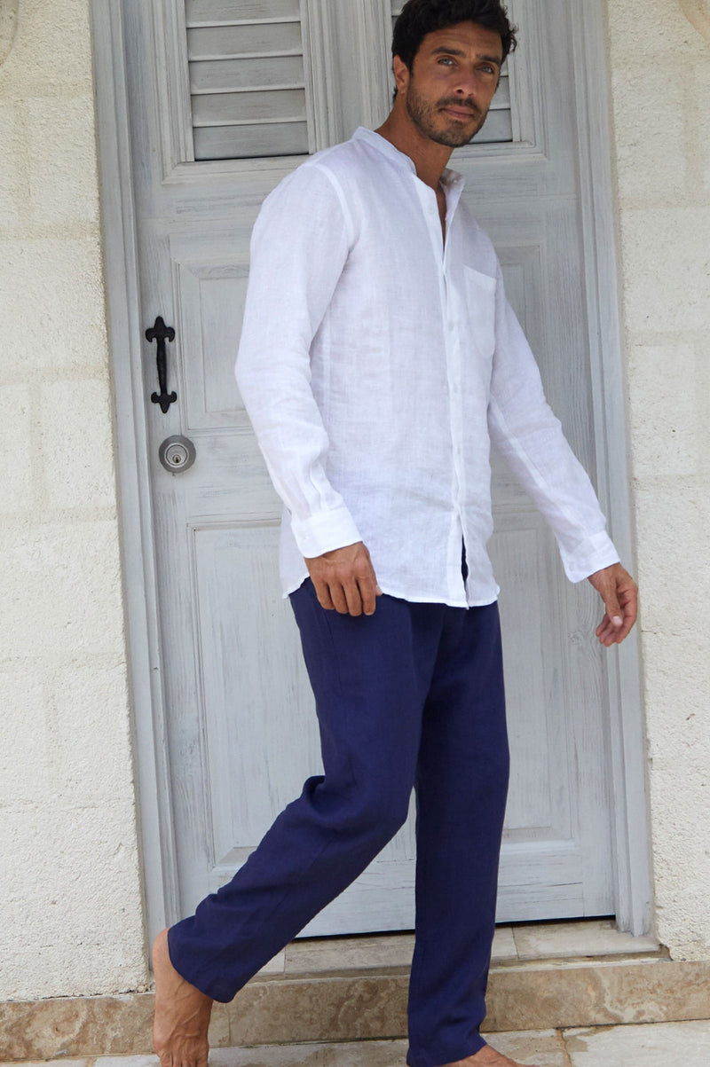Men's Premium Linen Trousers | Navy