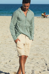Men's Printed Cotton Shirt | Batik Khaki