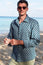 Men's Printed Cotton Shirt | Star Fern Teal/White