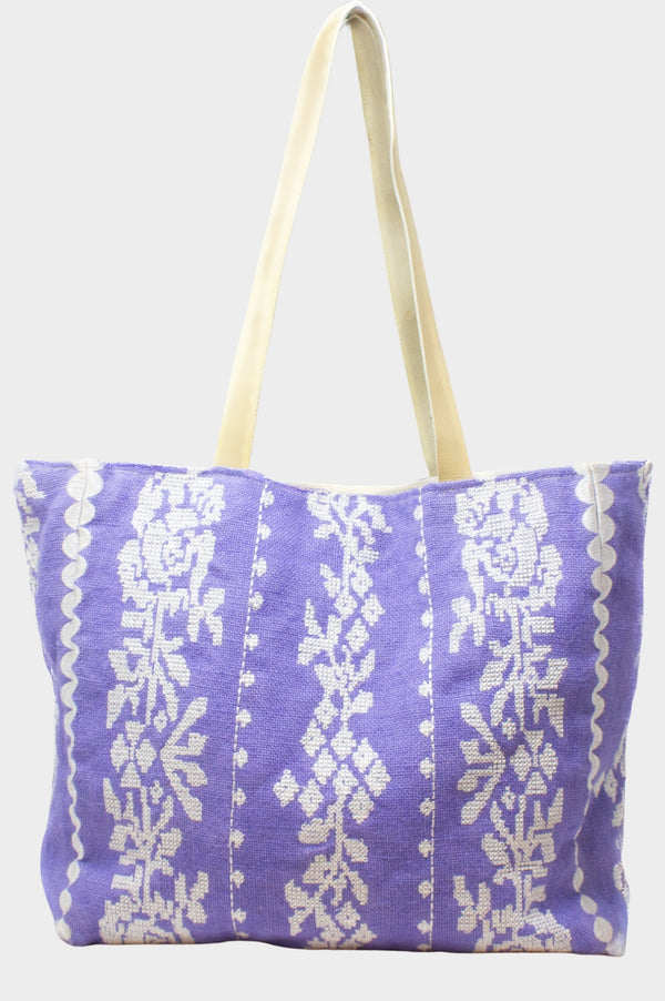 Paros Jute Bag | Cornflower/White