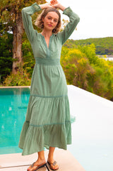 Purdie Organic Cotton Dobby Dress | Light Khaki