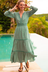 Purdie Organic Cotton Dobby Dress | Light Khaki