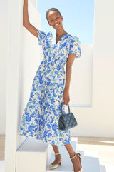 Sienna Dress | Ivory/Blue