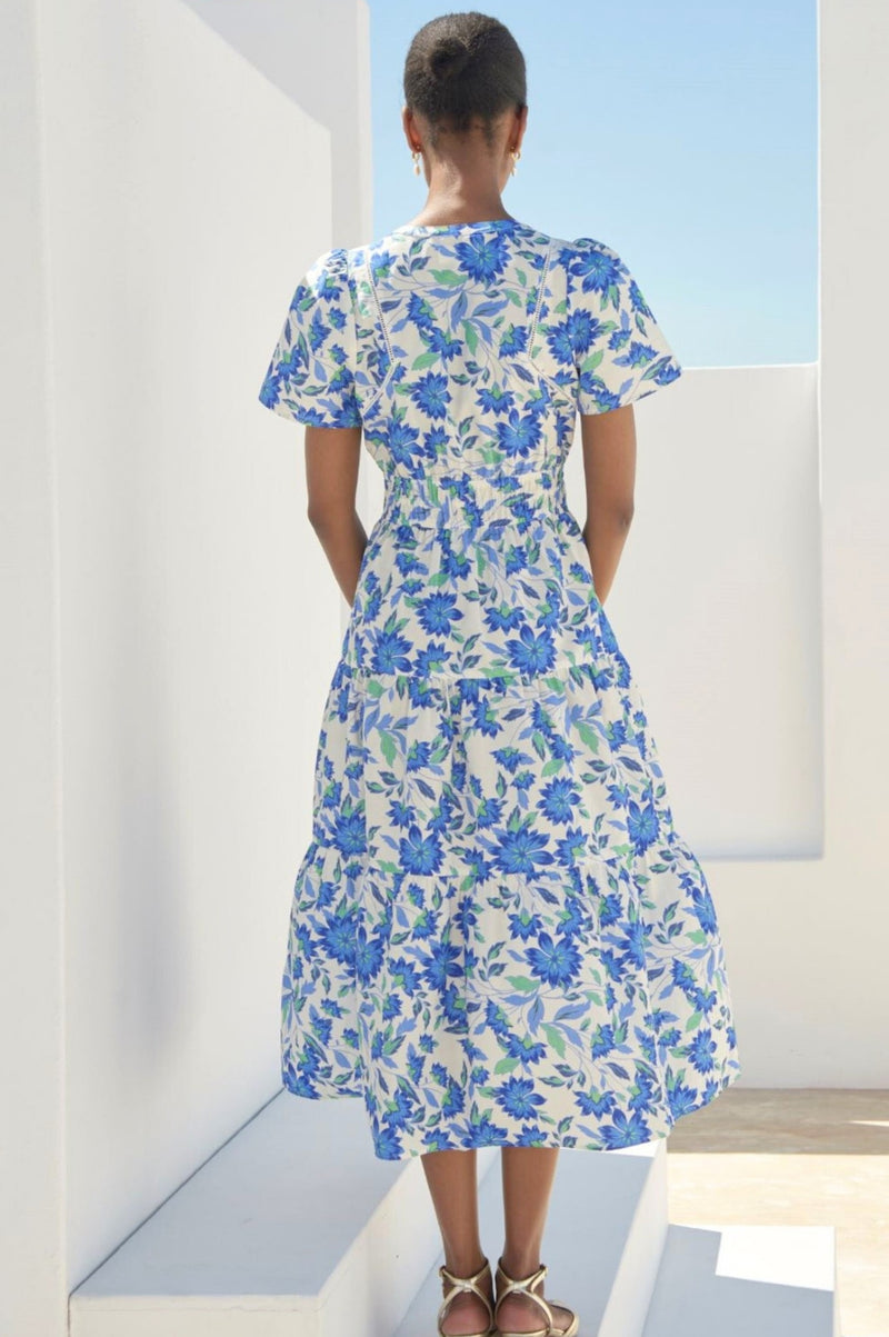 Sienna Dress | Ivory/Blue