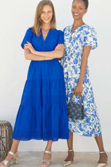 Sienna Dress | Ivory/Blue