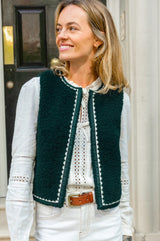 Trim Detail Eco Fleece Gilet | Green