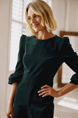 Victoria 3/4 Sleeve Stretch Corduroy Jumpsuit | Bottle Green