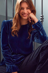 Victoria Velvet Top | Blue Sapphire
