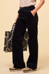 Juliette Cotton Stretch Velvet Trouser | Black