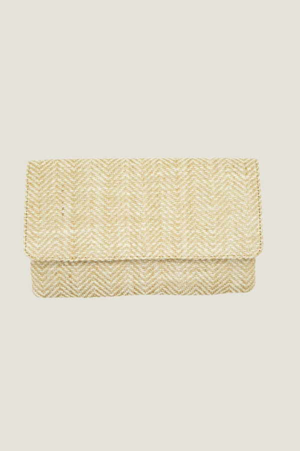 Heringbone Jute Clutch | Natural/White