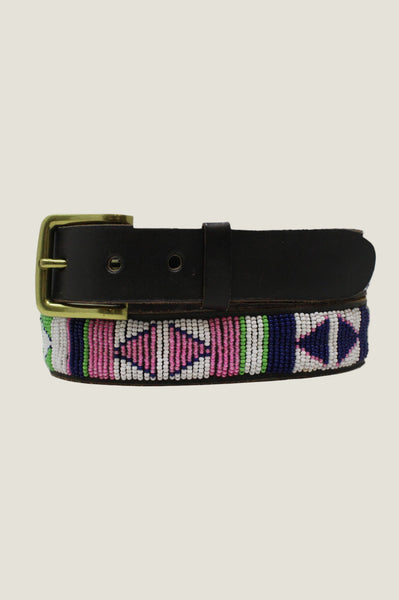 Aspiga Sustainable Kenyan Beaded Belt Leather and Glass 