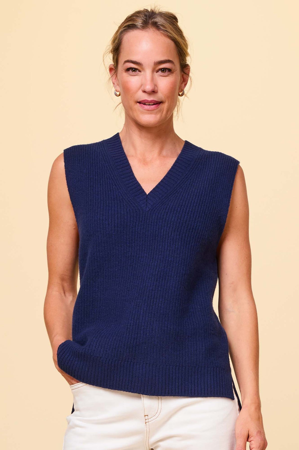 Sleeveless Jumper Navy V Neck Ladies Jumper Aspiga Ladies
