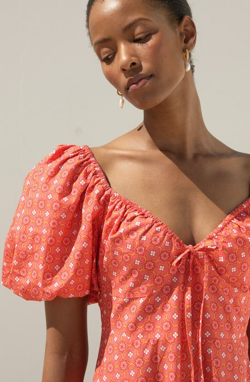 Zillah Dress | Geo Floral Pink/Orange