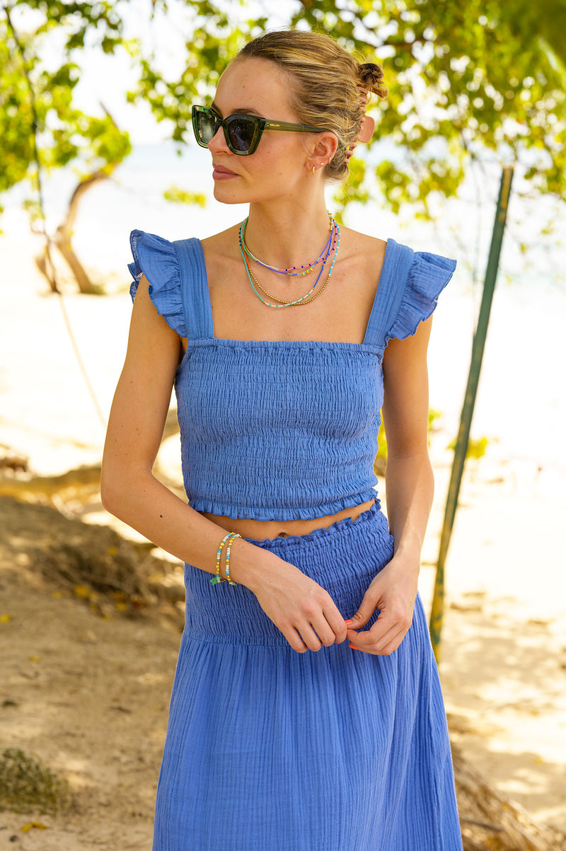 Bryony Cheesecloth Top | Cornflower