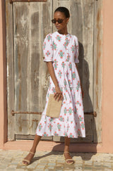 Cordelia Block Print Dress | White/Pink