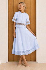 Linen Lace Top | Light Blue