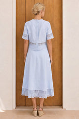 Linen Lace Top | Light Blue