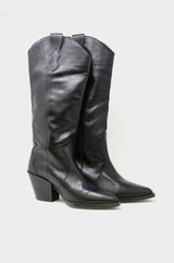 Leather Knee High Cowboy Boots | Black