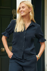 Olive Cheesecloth Blouse | Navy