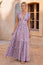 V Neck Rose Maxi Dress | White/Green/Pink