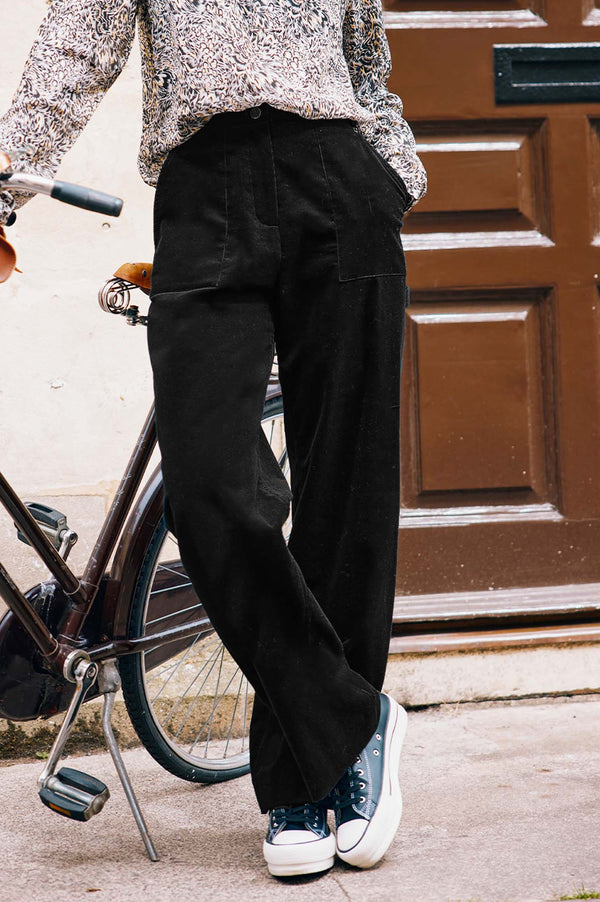 Utility Stretch Corduroy Trousers | Black