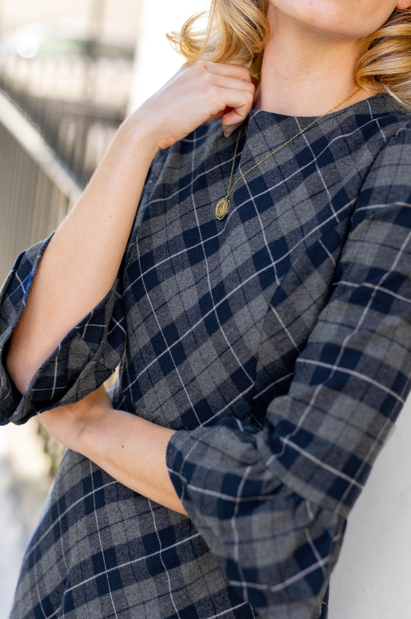 blue check dress women Aspiga Womens Sustainable Elizabeth Grey Check perfect for seasonal occasions Size:SHOE US 7 women long dress LOS ANGELES, JUN 9
