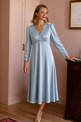 Kyrsty Satin Dress | Ice Blue