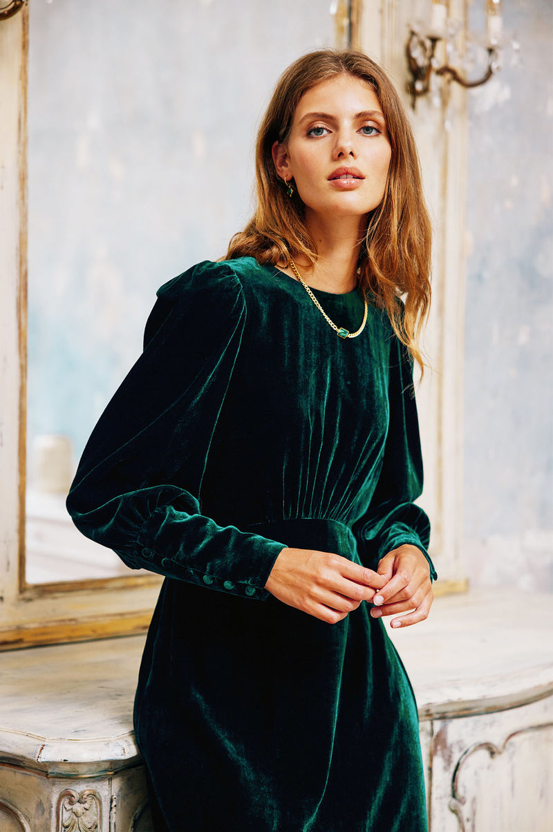 Esmee Velvet Dress | Emerald Green