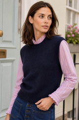 Frill Collar Stripe Blouse | Pink/White/Blue