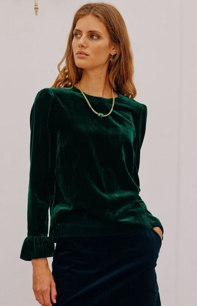 Victoria Velvet Top | Emerald Green