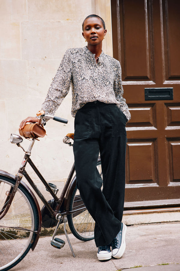 Utility Stretch Corduroy Trousers | Black
