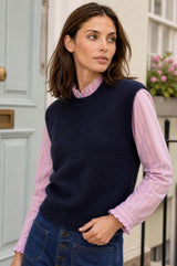 Frill Collar Stripe Blouse | Pink/White/Blue