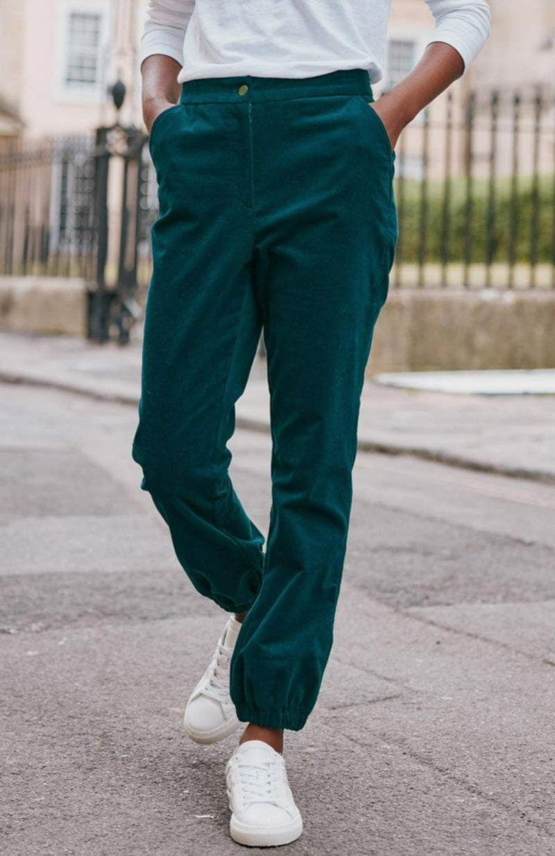 Stretch Corduroy Cuffed Jogger | Teal