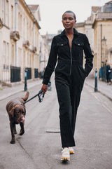 Utility Stretch Corduroy Jumpsuit | Black