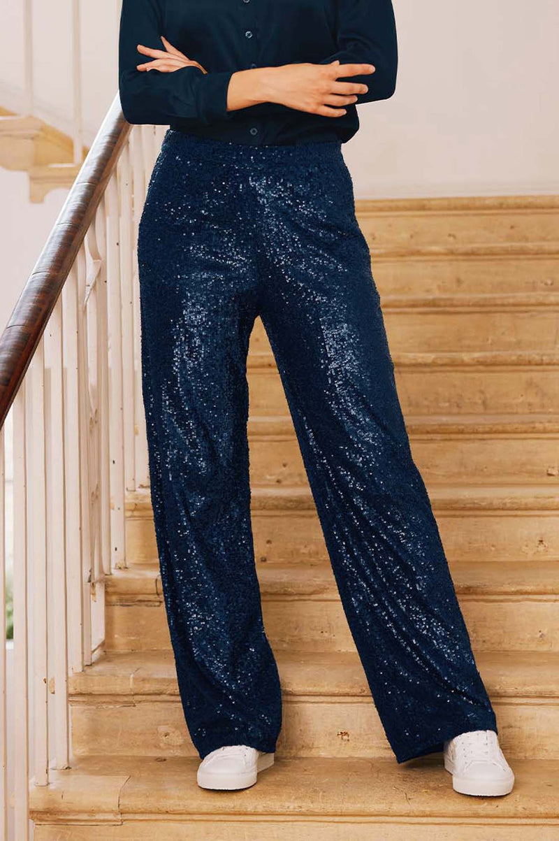 Navy shop sequin pants