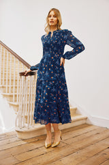 Arabelle Dress | Budding Paisley Navy/Orange
