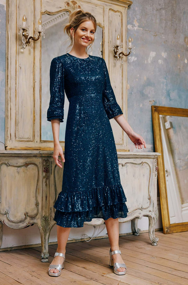 Sequin Victoria Dress | Blue
