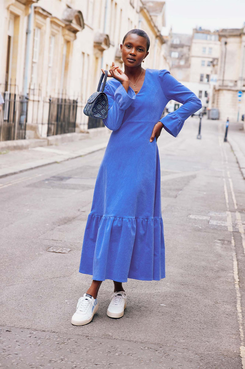 Victoria V-Neck Long Sleeve Dress | Cornflower Blue